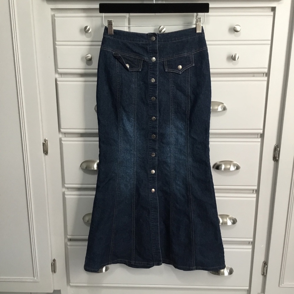 Vintage JAZZIE Stretch Fit N Flare Full Snap Up Skirt size 5/6